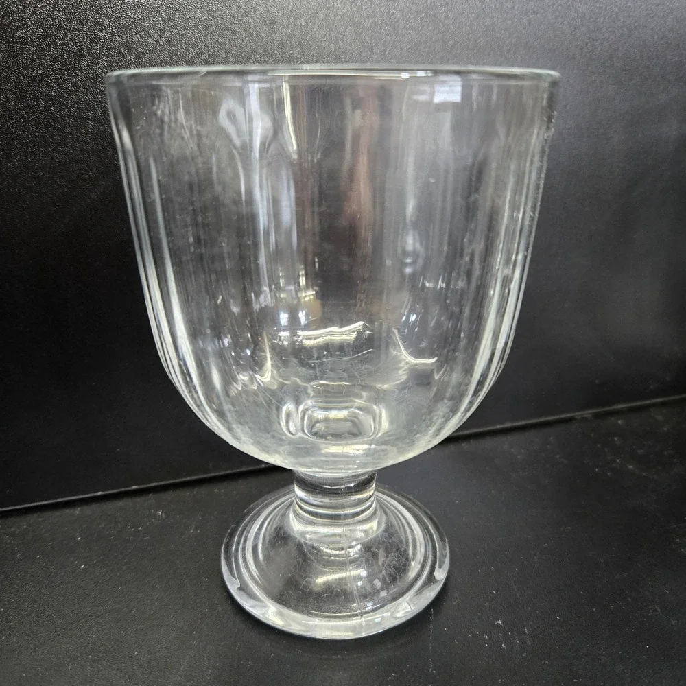 IKEA Vardagen Footed Tumbler Glass 9oz Clear Ribbed Fluted Set of 4 Unmarked